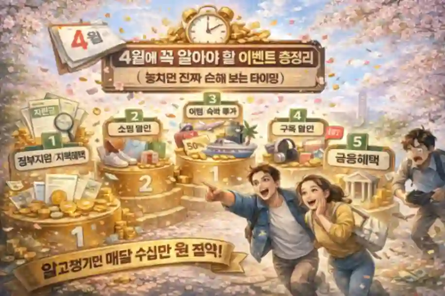 4월 이벤트 혜택을 챙긴 사람과 놓친 사람의 차이를 대비한 현실 풍자 이미지